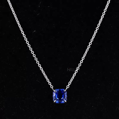 Asscher Cut 4 Prong Solitaire Gemstone Necklace of Your Choice