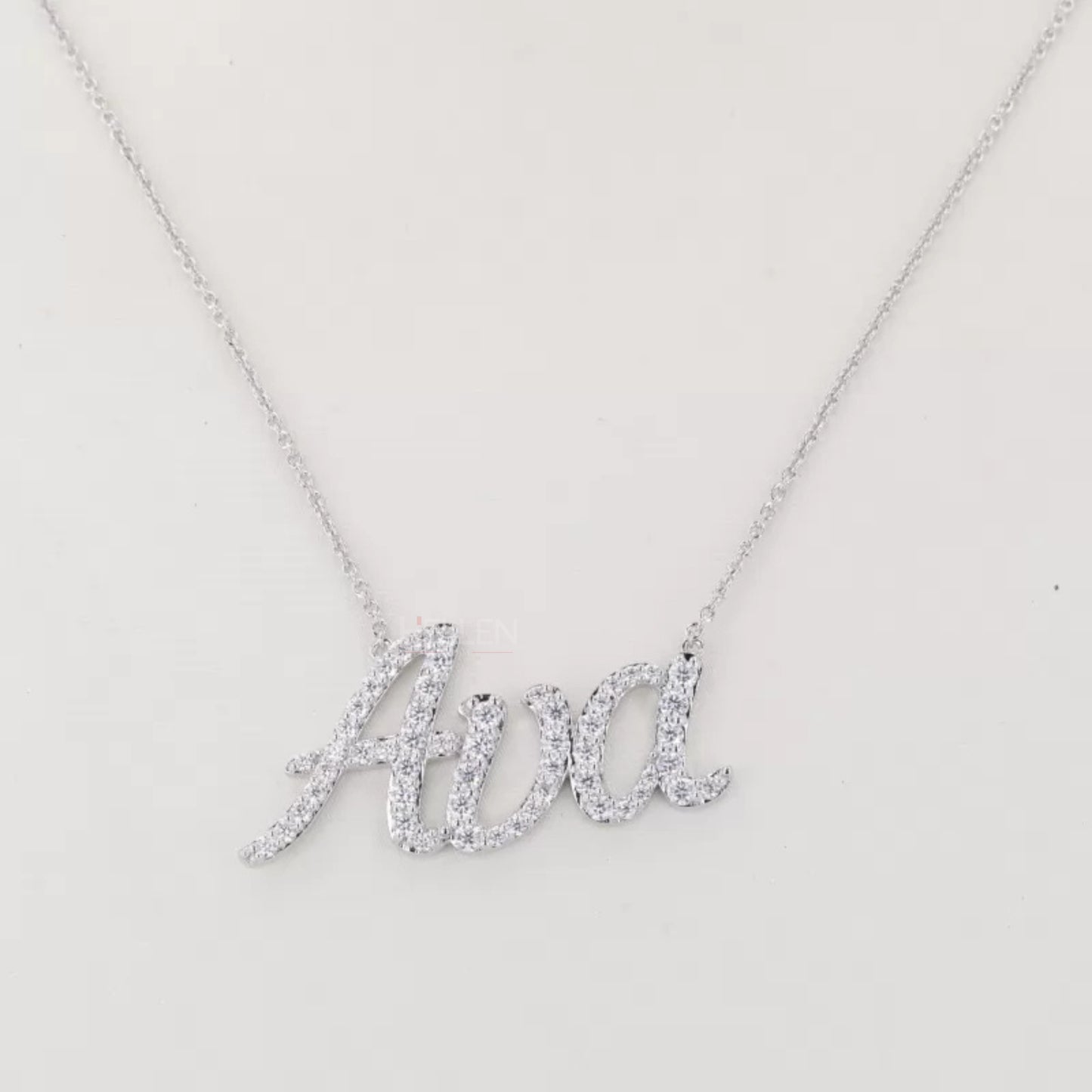 3-Word Calligraphy Name Moissanite Pendant - Personalized