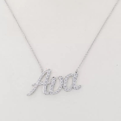 3-Word Calligraphy Name Moissanite Pendant - Personalized