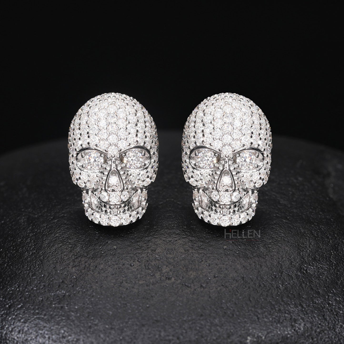 Exclusive Skull Head Men's Studs With Iced Out Moissanite