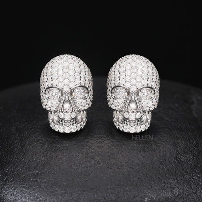 Exclusive Skull Head Men's Studs With Iced Out Moissanite