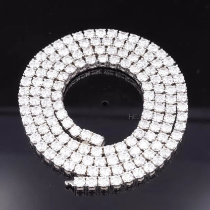 3 MM Round Cut Moissanite Tennis Chain Necklace