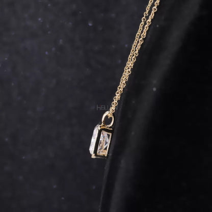 Radiant Cut Solitaire Bezel Setting Hoop Necklace
