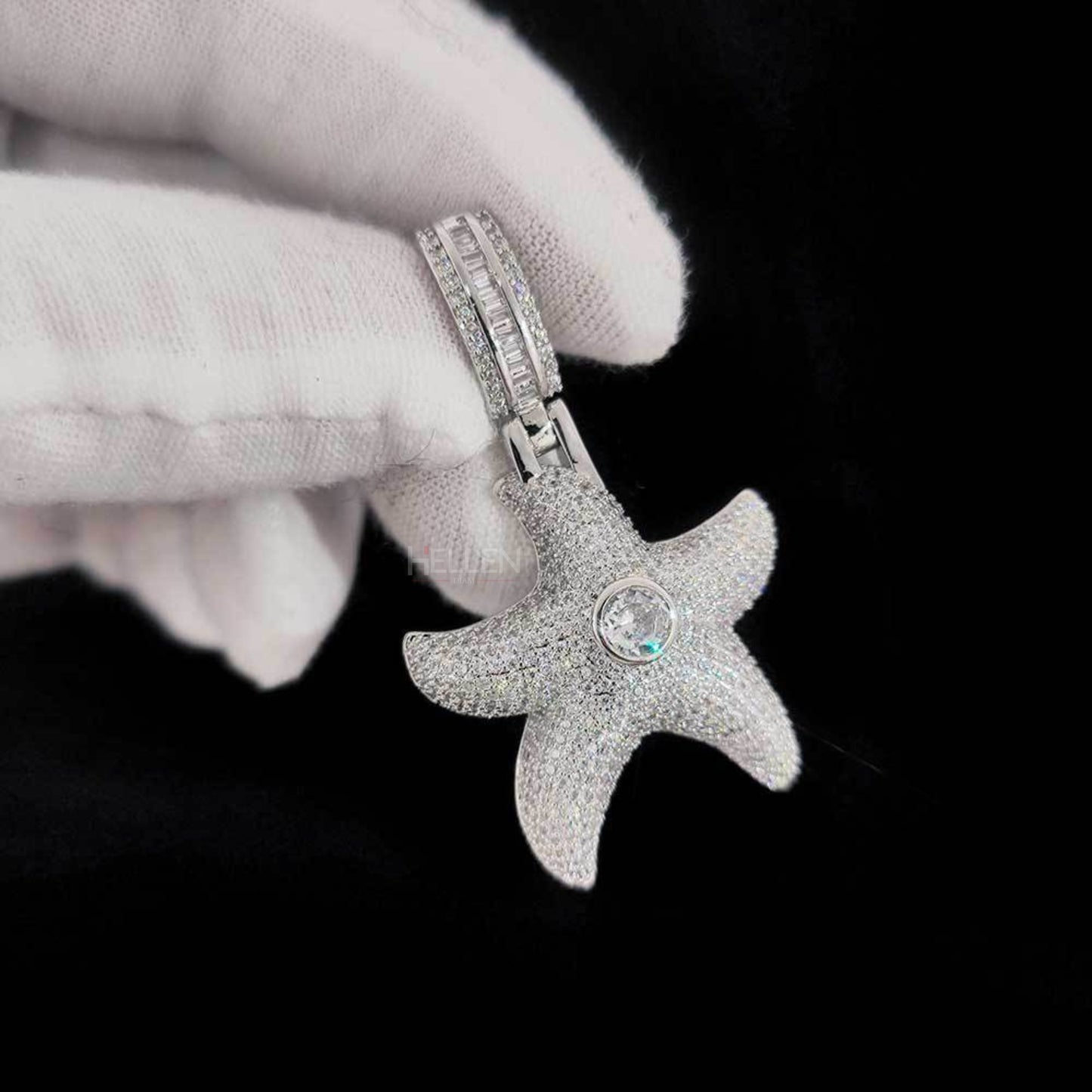Star Fish Iced Streetwear Pendant With Moissanite