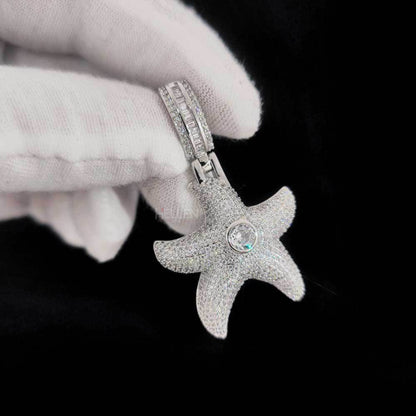 Star Fish Iced Streetwear Pendant With Moissanite