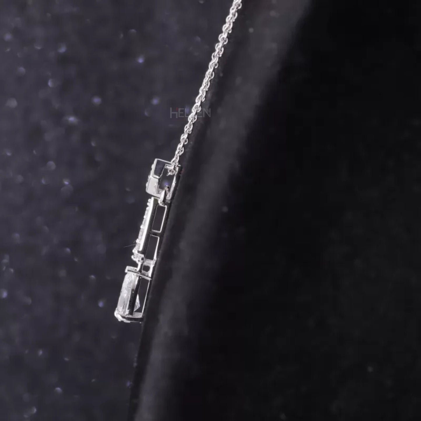 Water Drop Pear & Round Cut Moissanite Long Necklace