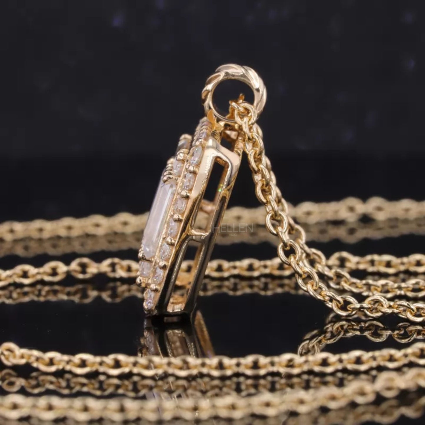 Trendy Baguette And Round Cut Moissanite Necklace