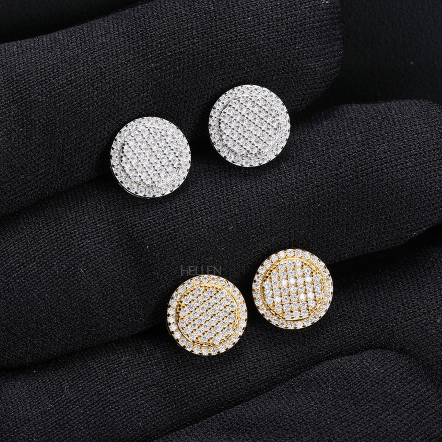 Iced Out Moissanite Studded Round Studs Earrings
