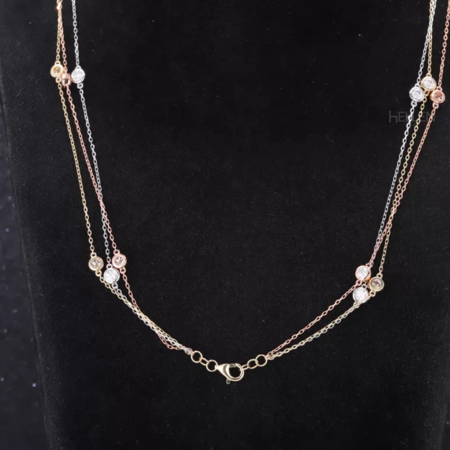 Round Cut Moissanite Bezel Setting Chain Necklace