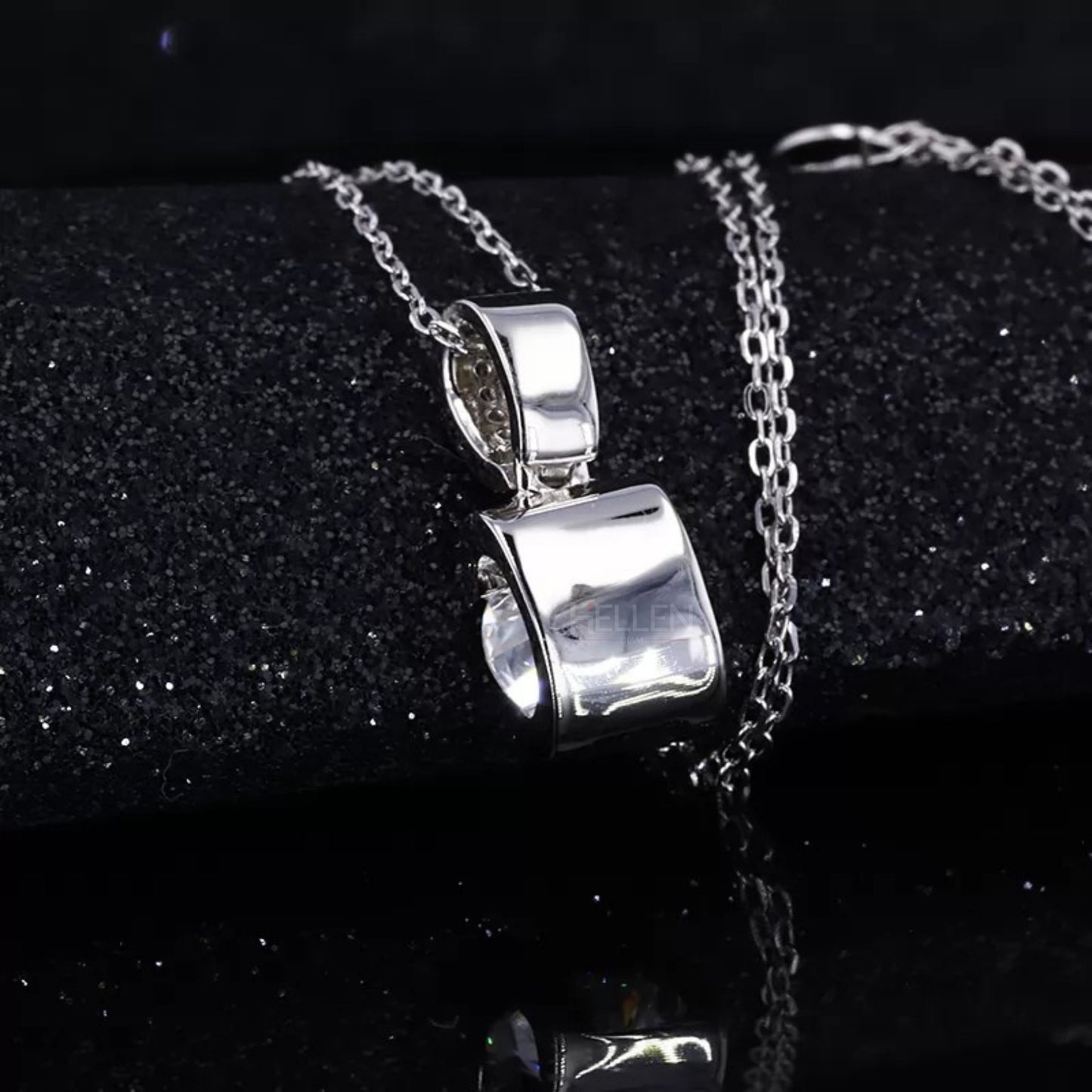 Round Cut Solitaire Moissanite  Solid Square Prong Necklace