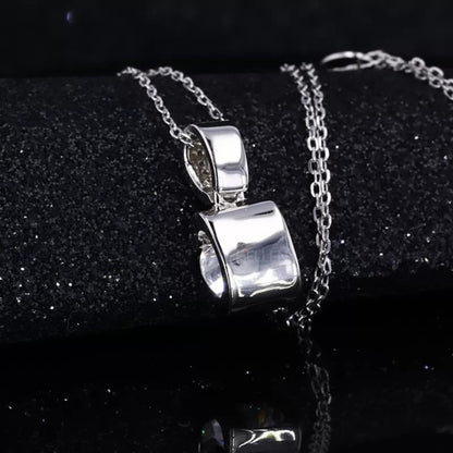 Round Cut Solitaire Moissanite  Solid Square Prong Necklace