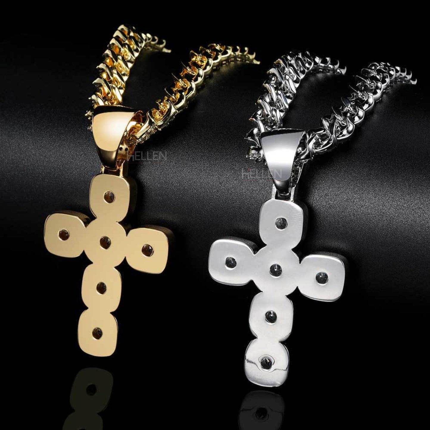 Men's Solitaire Crossed Moissanite Round Cut Necklace