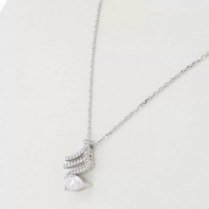 Unique Pendant Pear Cut Solitaire & Round Moissanite Necklace