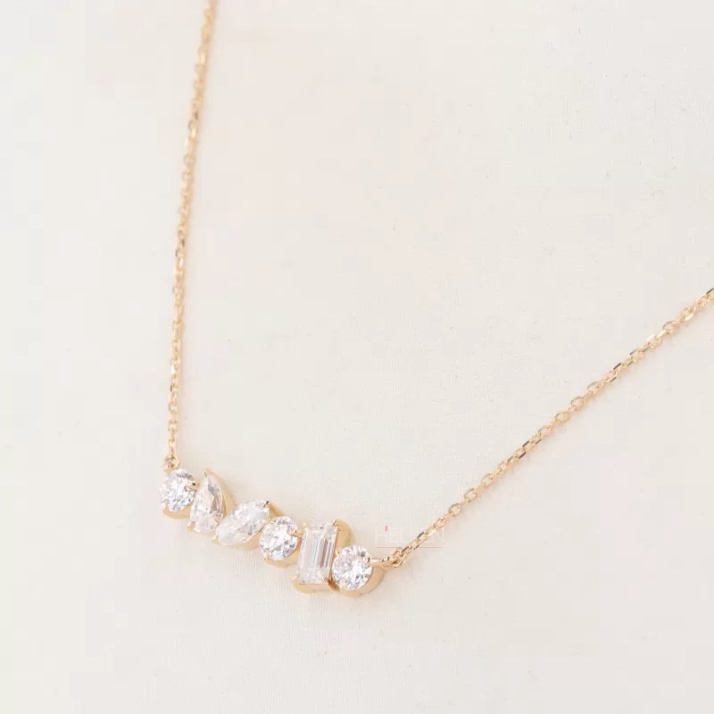 Trendy All Shaped Moissanite Single Line Necklace