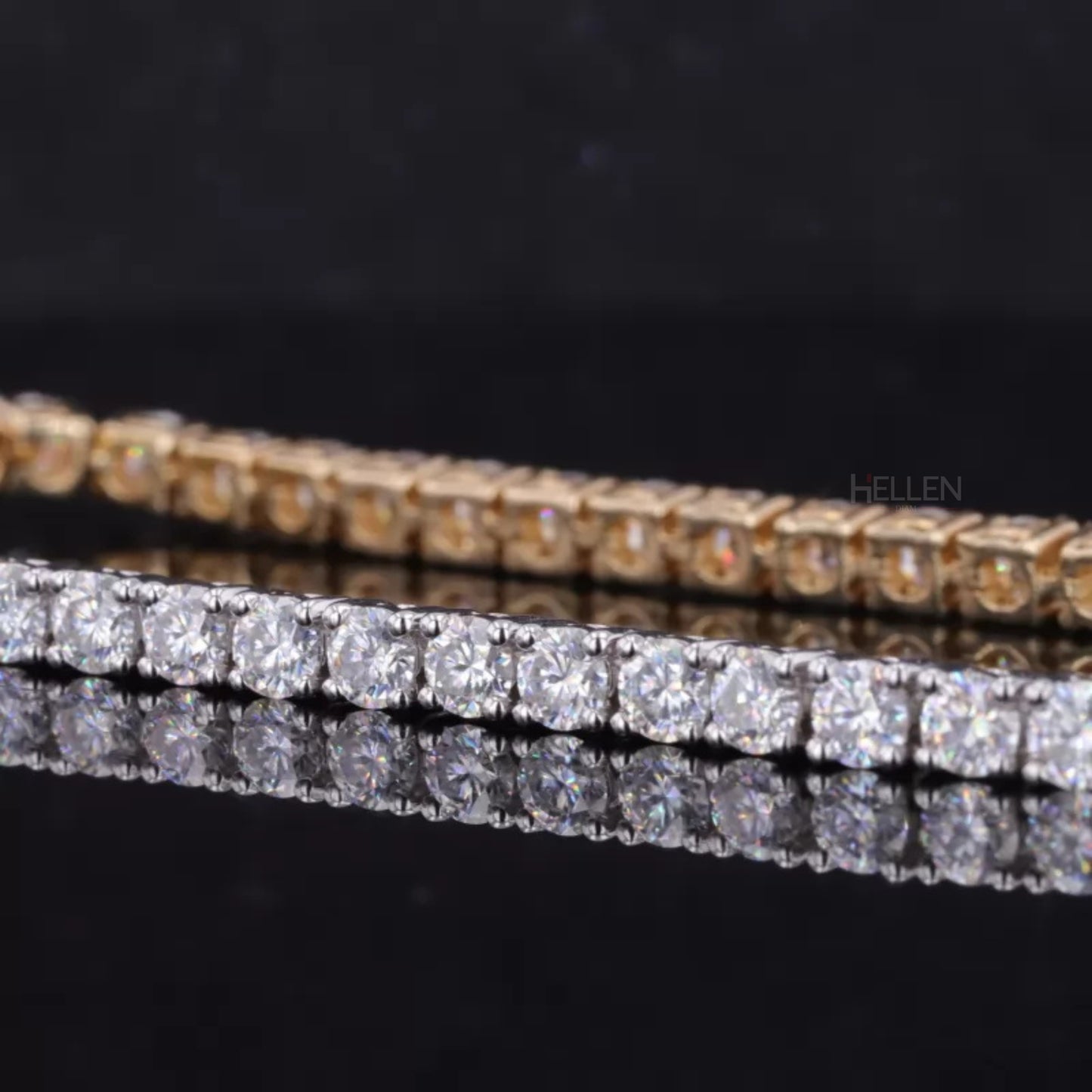 2-Tone Gold & White Round Moissanite Classic Tennis Bracelet