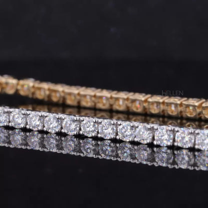 2-Tone Gold & White Round Moissanite Classic Tennis Bracelet