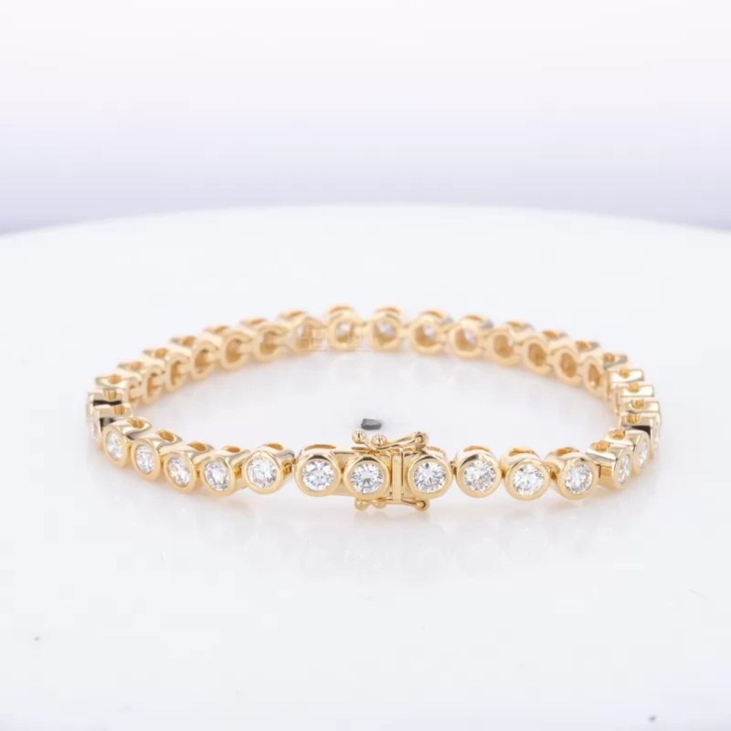 Round Cut Moissanite Bezel Setting Tennis Bracelet