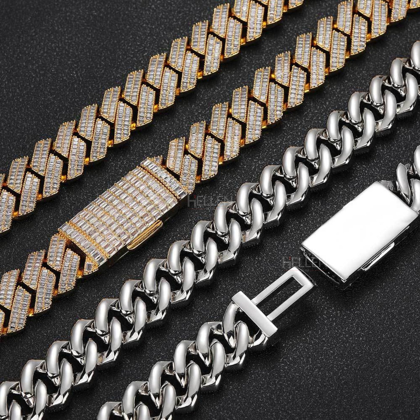 Bagutte Cut Moissanite 12MM Miami Cuban Chain With Big Lock For Men's