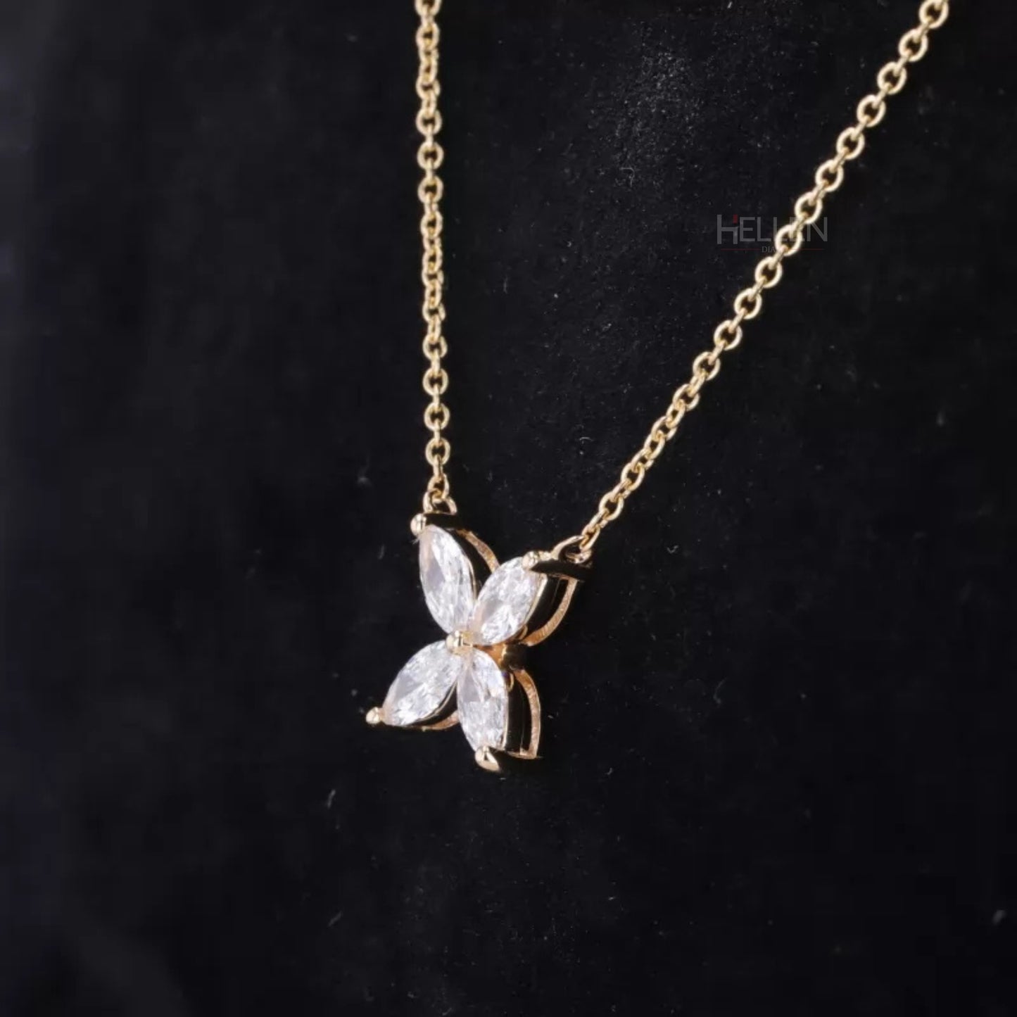 Marquis Cut 4 Petals Moissanite Necklace For Everyday