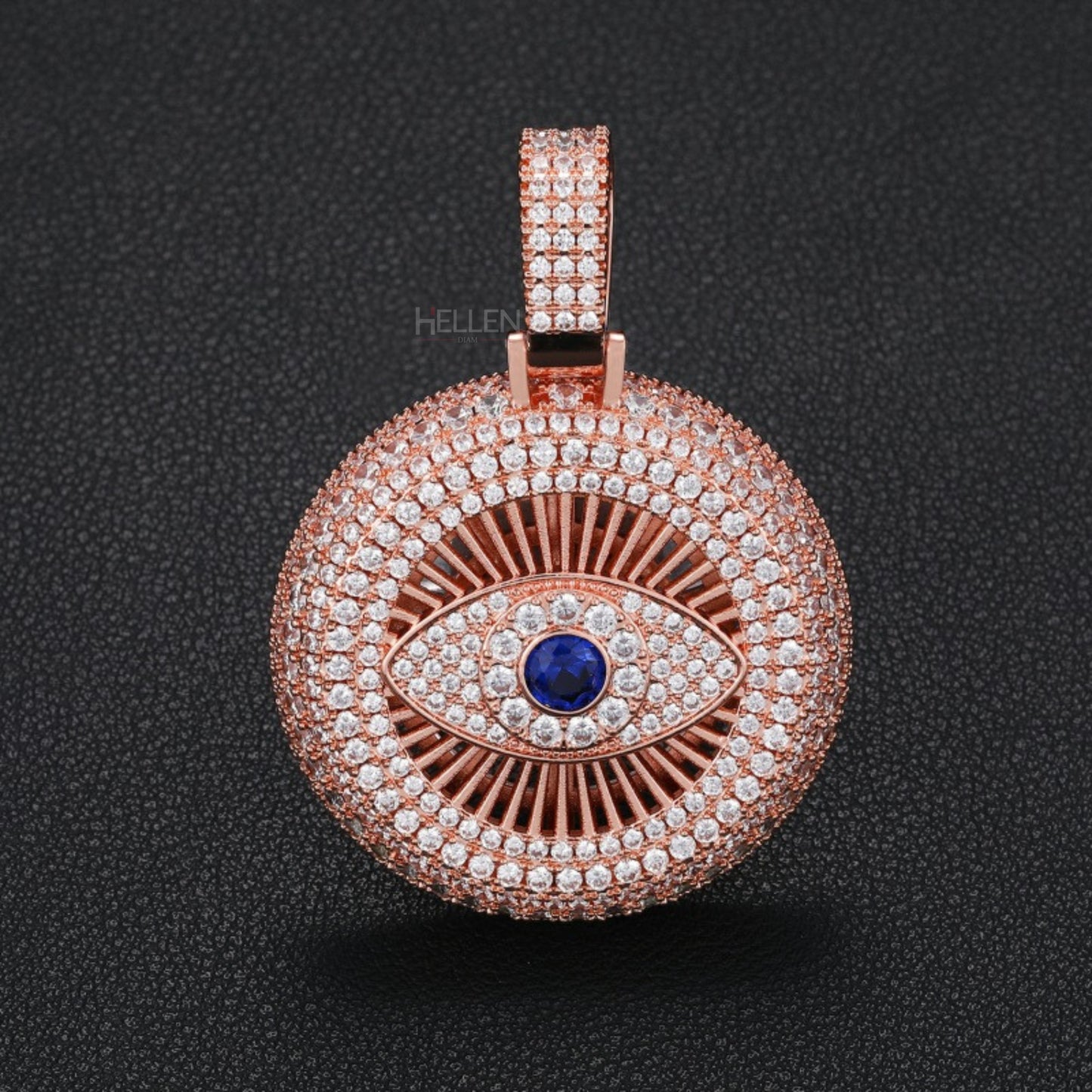 Iced Out Gods Eye Round Pendant with Moissanite