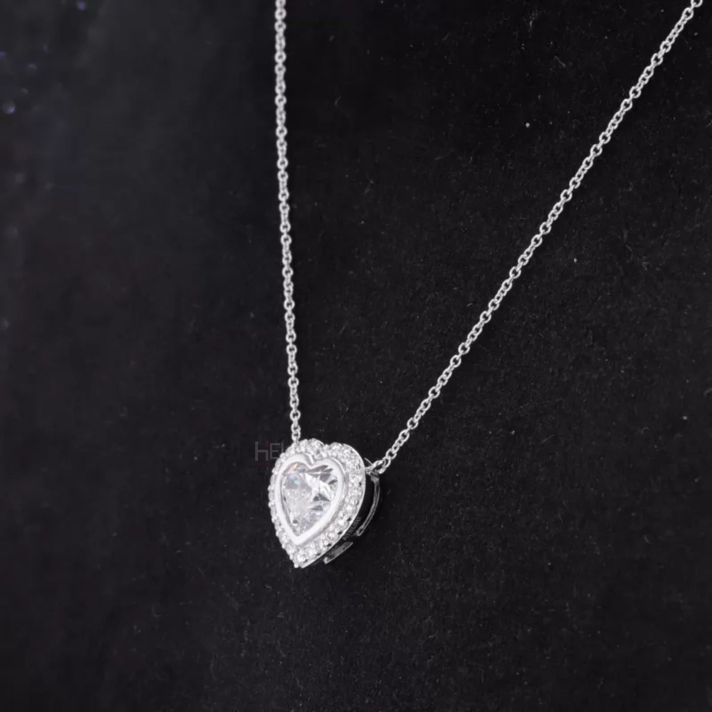 Heart Cut Solitaire Halo Moissanite Necklace For Bridesmaid