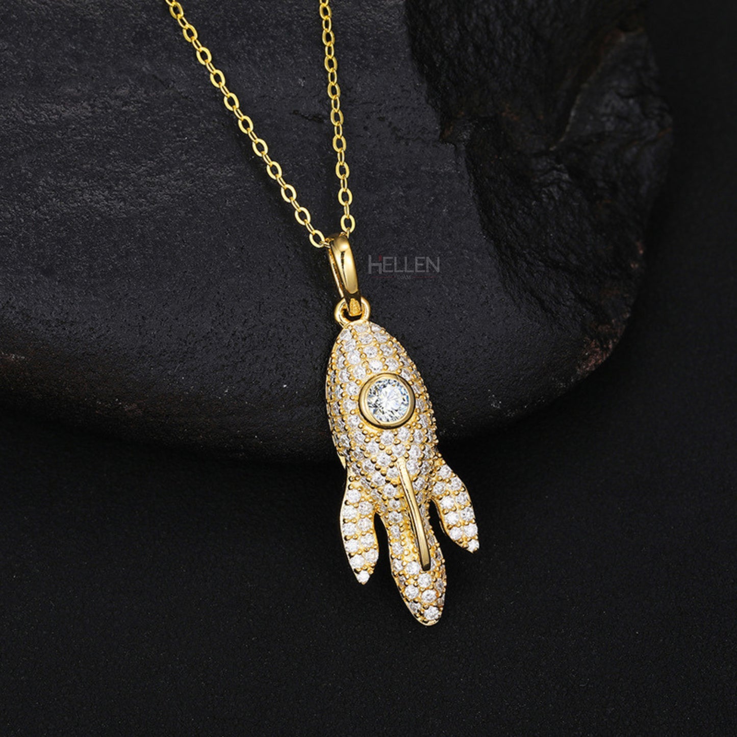 Space Shuttle Diamond Studded Men's Hip-Hop Pendant