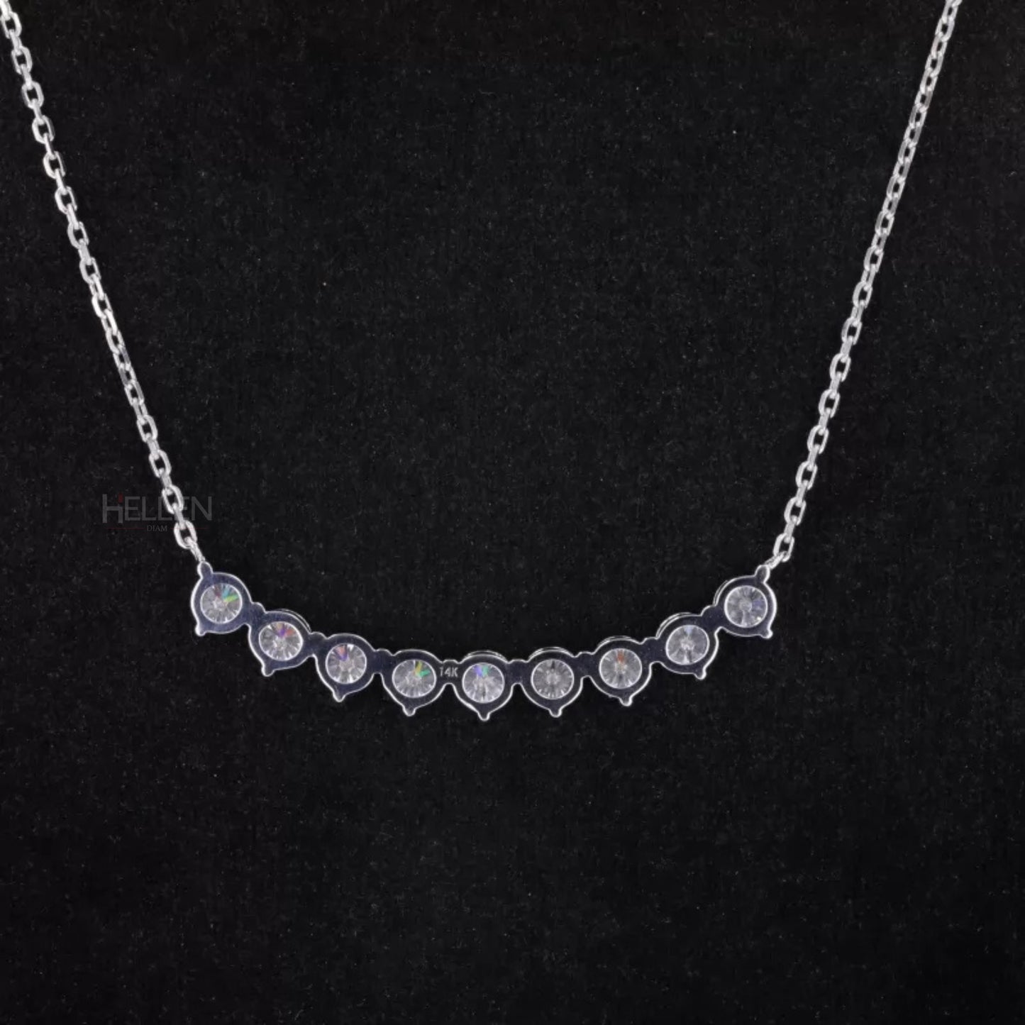 Broad Round Cut Smiley Moissanite Necklace