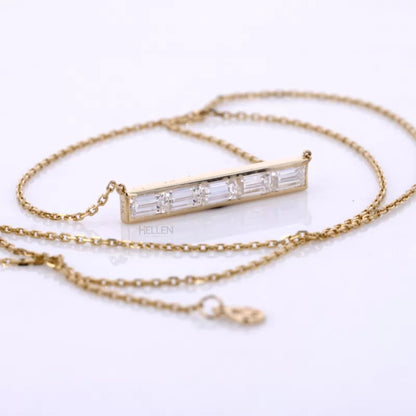 5 Stone Emerald Cut Horizontal Channel Setting Necklace