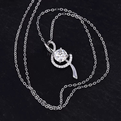 Round Cut Solitaire & Music Notes Moissanite Necklace