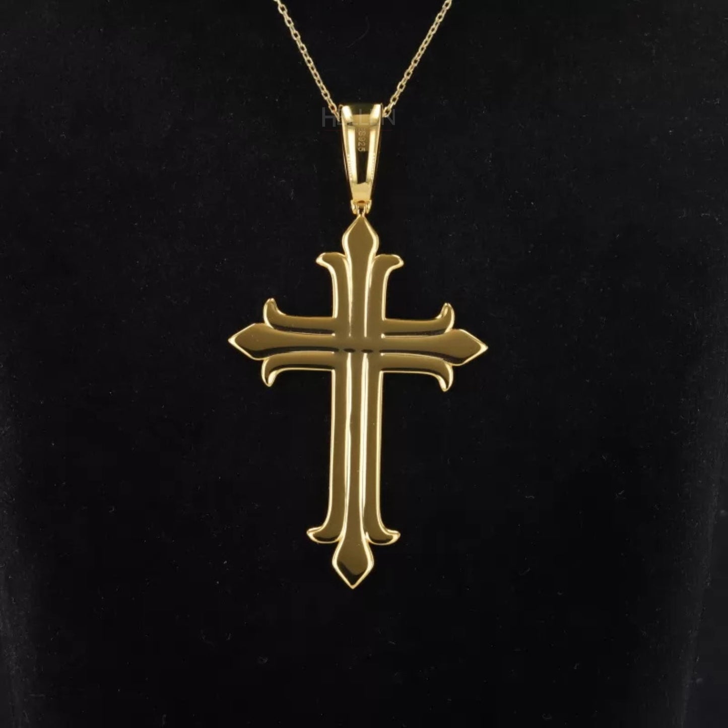 Round Cut Moissanite 3 Line Simple Elegant Cross Necklace