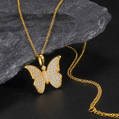 Butterfly Hip-Hop Pendant With Round Cut Moissanite