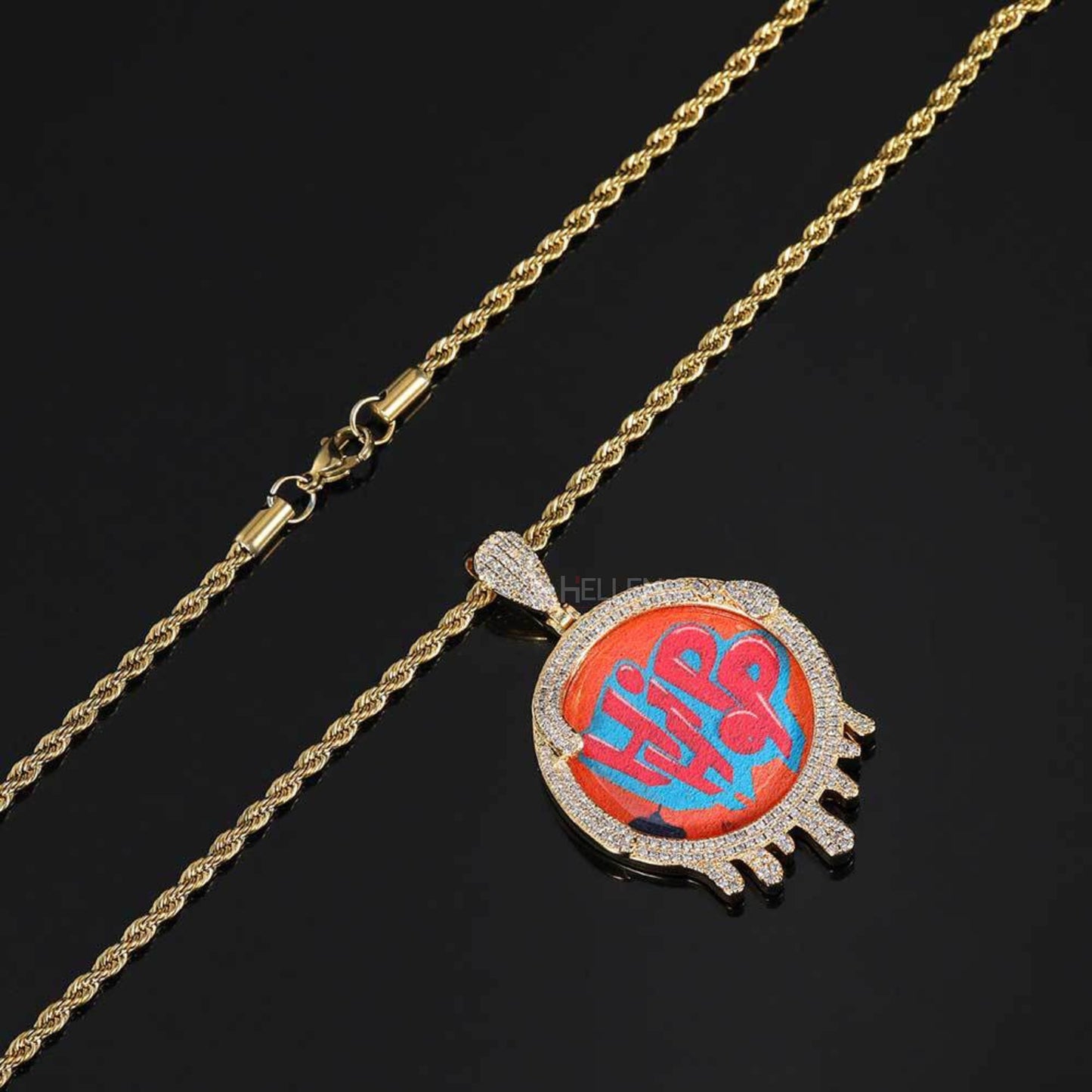 Personalized Melting and Drop Memory Pendent With Moissanite