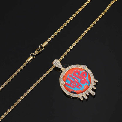 Personalized Melting and Drop Memory Pendent With Moissanite