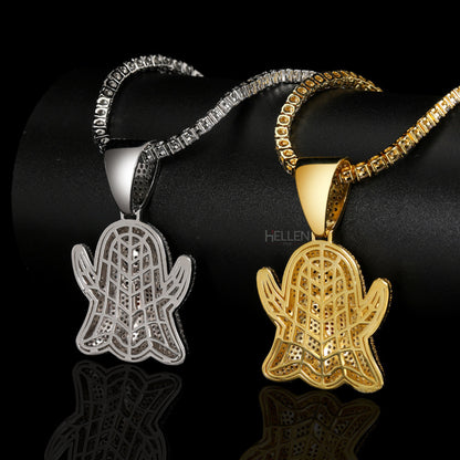 Bling Ghost Emoji Hip Hop Pendant With VVS Moissanite