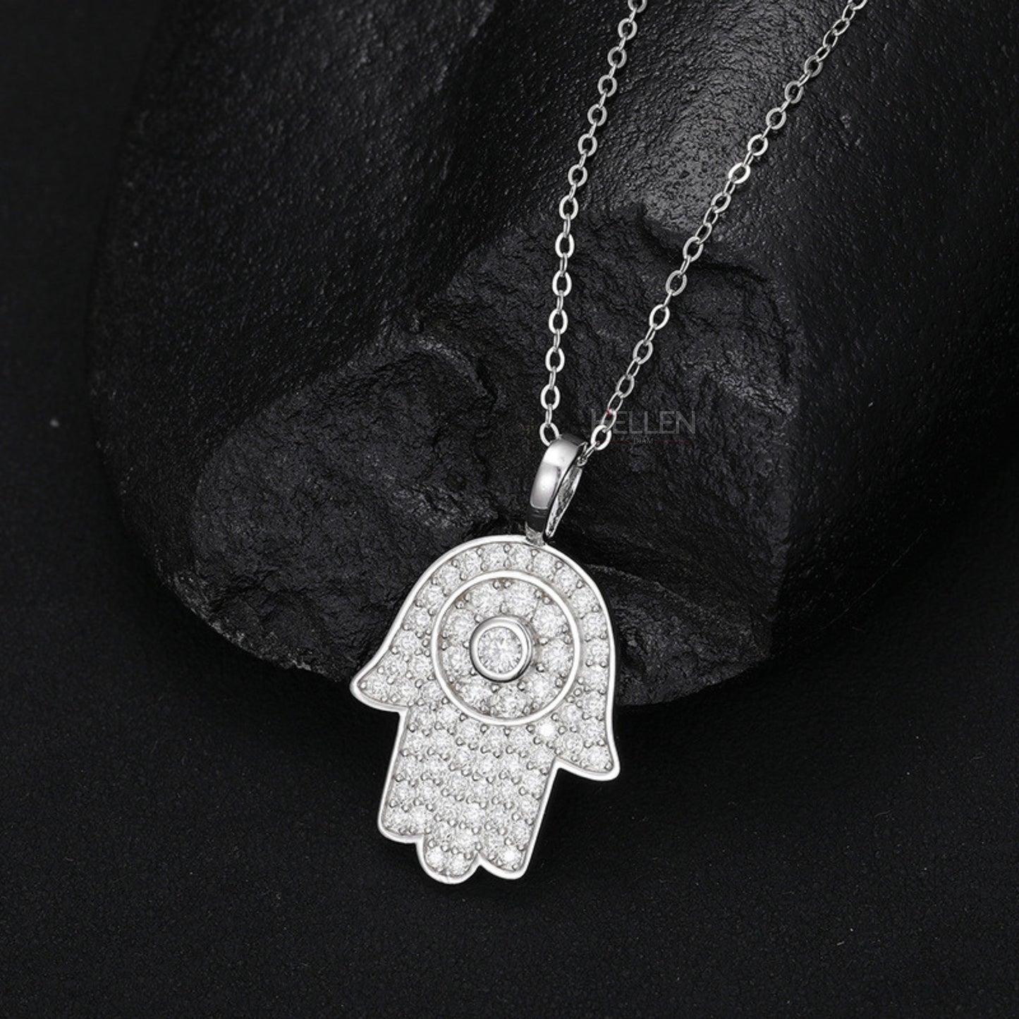 Hamsa Diamond Iced Out Pendent For Men's