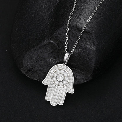 Hamsa Diamond Iced Out Pendent For Men's