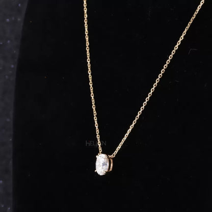 Oval Cut 4  Prong Dual Loop Solitaire Moissanite Necklace