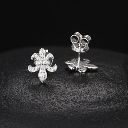 Fleur De Lis Moissanite Studded Men's Hip-Hop Studs