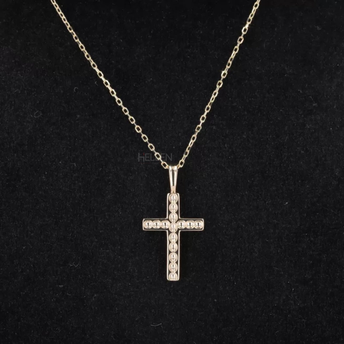 Green Round Cut Emerald Gemstone Cross Necklace for Gift