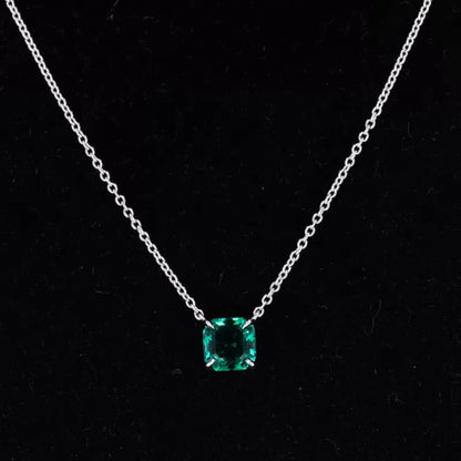 Asscher Cut 4 Prong Solitaire Gemstone Necklace of Your Choice