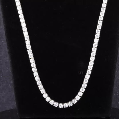3mm tennis chain necklace with round cut moissanite – sleek brilliance in a timeless tennis style


