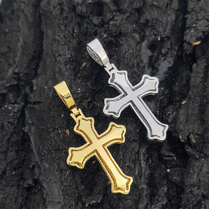 Men's Crossed Round And Princess Cut Moissanite Necklace