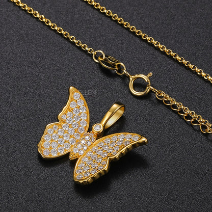 Butterfly Hip-Hop Pendant With Round Cut Moissanite