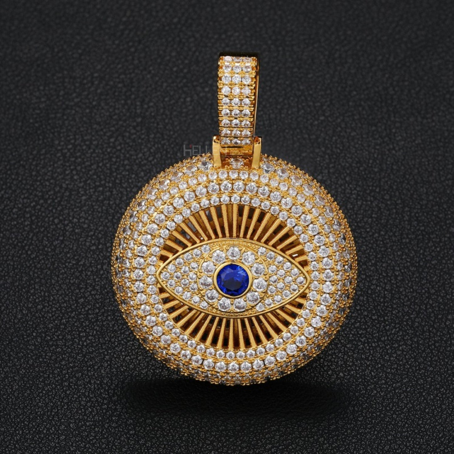 Iced Out Gods Eye Round Pendant with Moissanite
