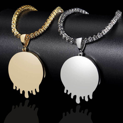 Personalized Melting and Drop Memory Pendent With Moissanite