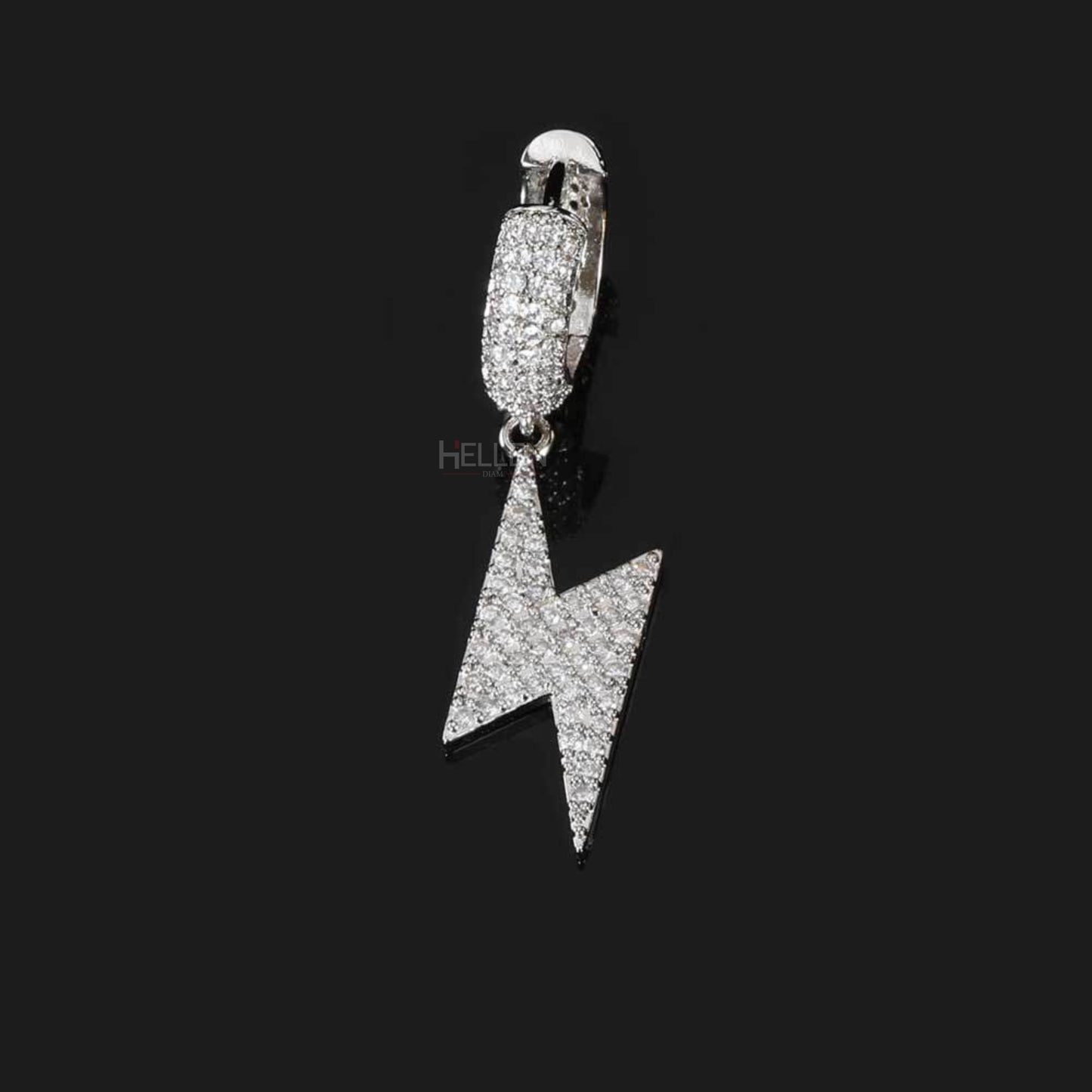 Flash Bolt Hanging Hoops Earrings With Moissanite