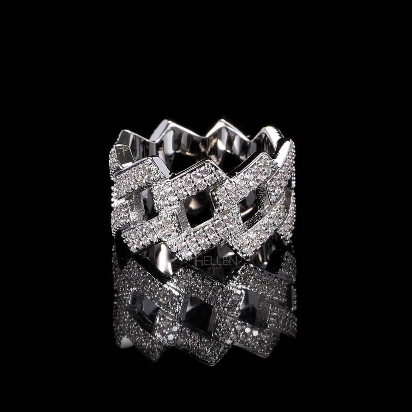 Diamond tester Passed Cuban Moissanite Iced Out Ring
