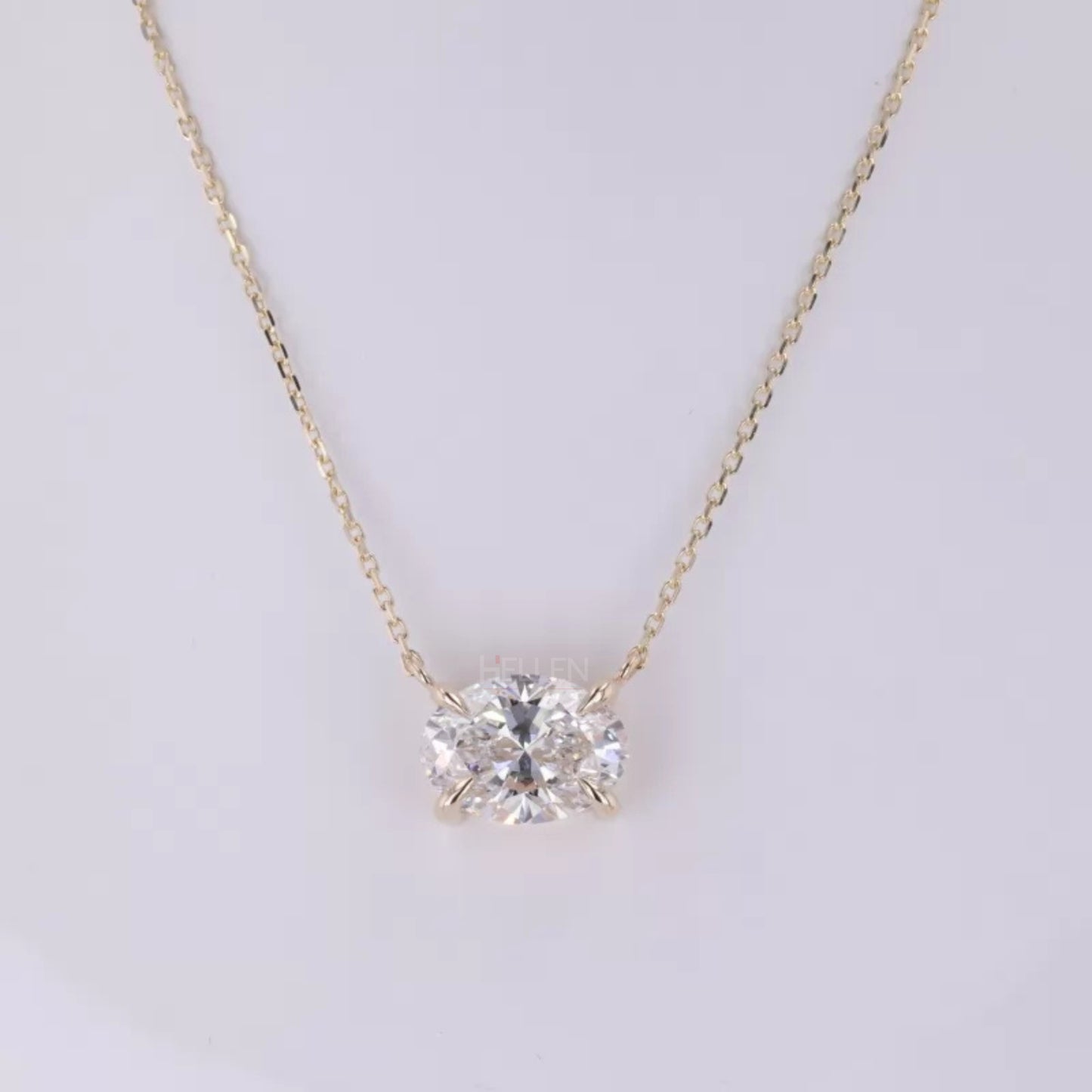 East To West Oval Cut Moissanite Solitaire Necklace