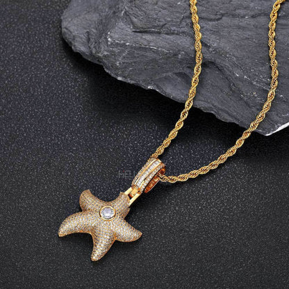 Star Fish Iced Streetwear Pendant With Moissanite