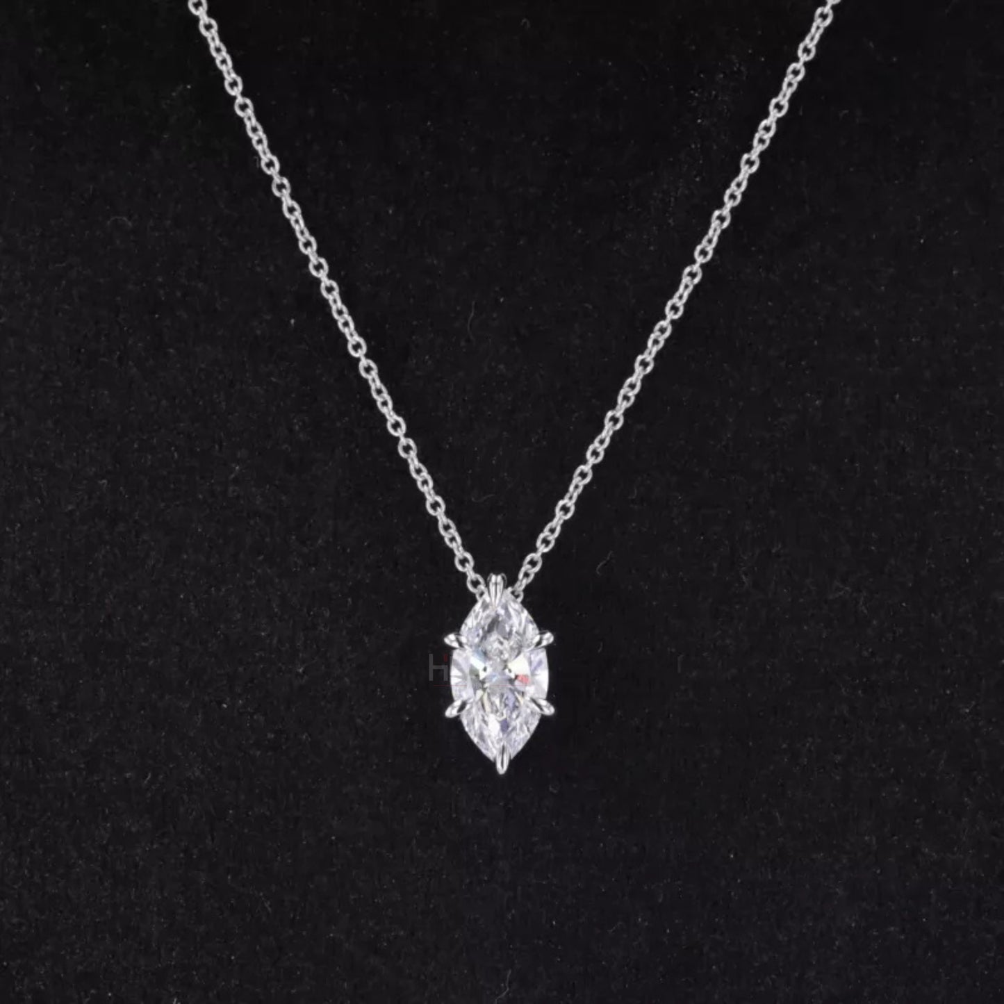 Everyday marquise cut moissanite solitaire necklace – minimalist and graceful pendant for daily wear

